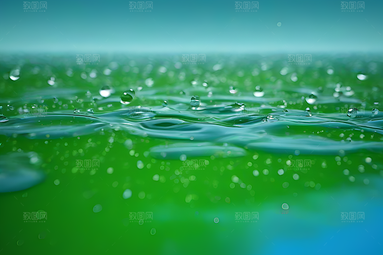 清新水滴照片配蓝天绿水数字背景图
