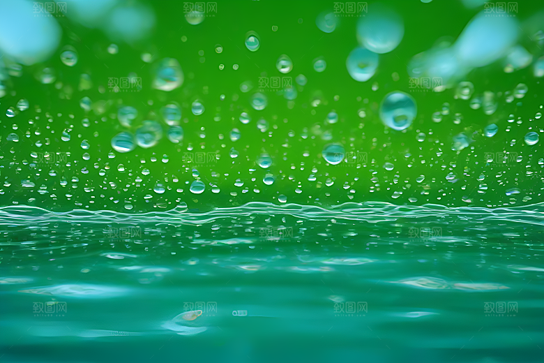 清新水滴照片配蓝天绿水数字背景图