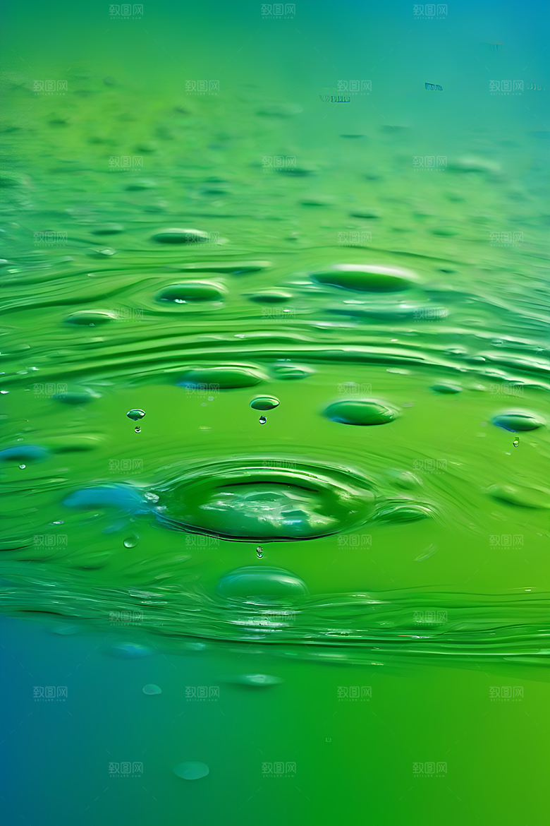 清新水滴照片配蓝天绿水数字背景图