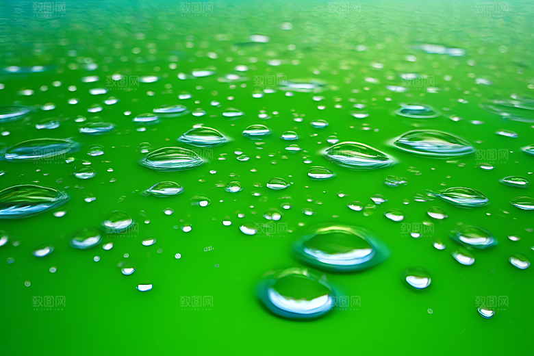 清新水滴照片配蓝天绿水数字背景图
