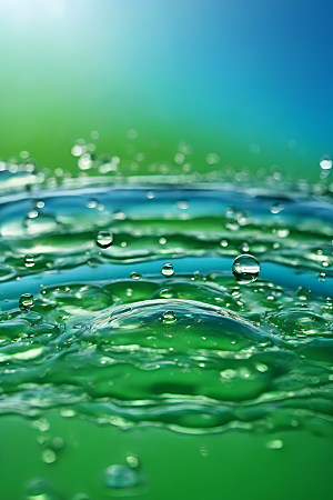 水滴照片与蓝天绿水数字背景图