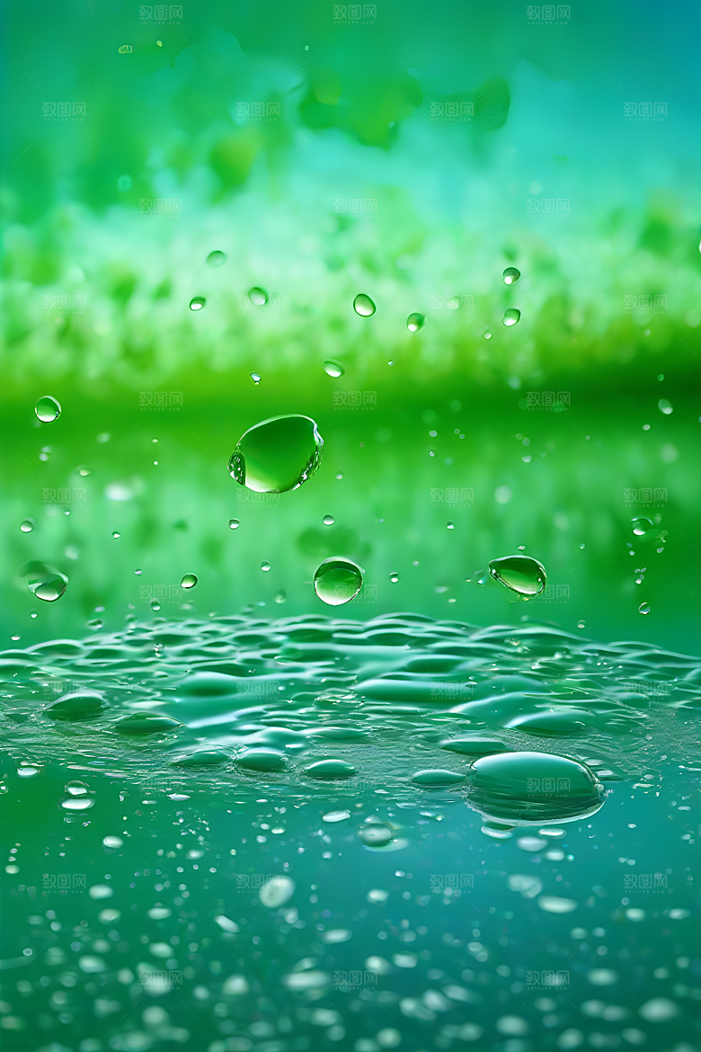 水滴水面照片蓝天绿水数字背景设计