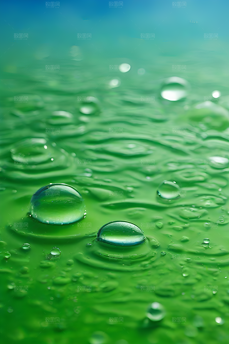 水滴水面照片蓝天绿水数字背景设计