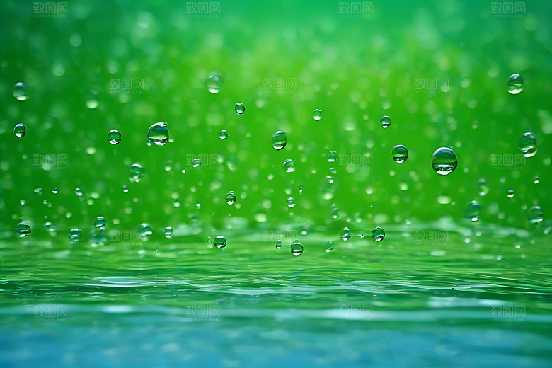 水滴水面照片蓝天绿水数字背景设计