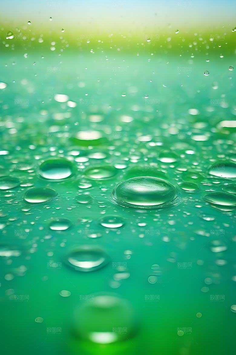 水滴水面照片蓝天绿水数字背景设计