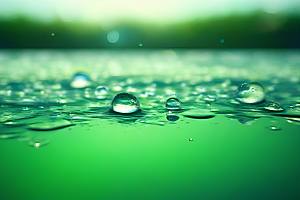 水滴水面照片蓝天绿水数字背景设计