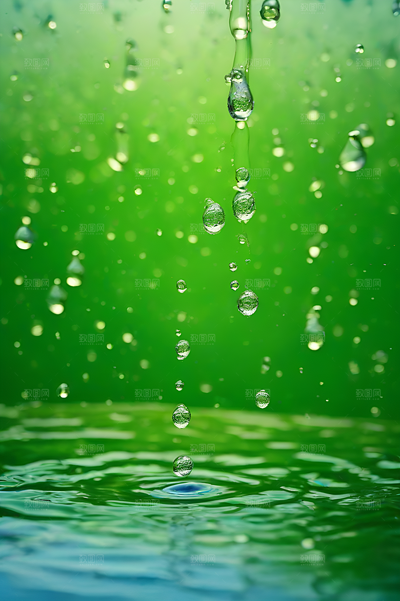 水滴水面照片蓝天绿水数字背景设计