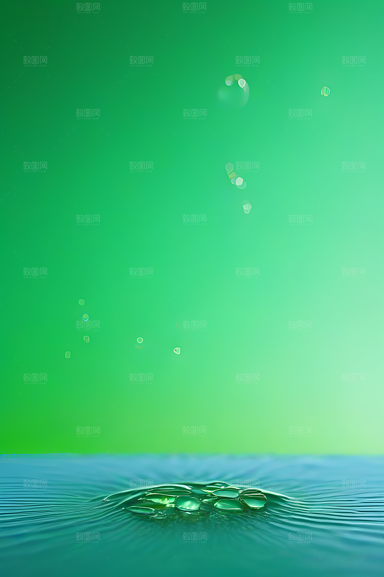 水滴水面照片蓝天绿水数字背景设计