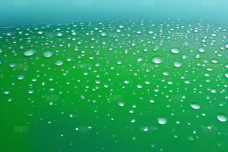 清新水滴照片蓝天绿水数字背景设计