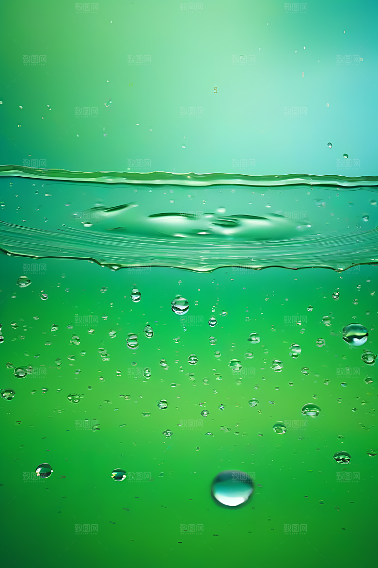 清新水滴照片蓝天绿水数字背景设计