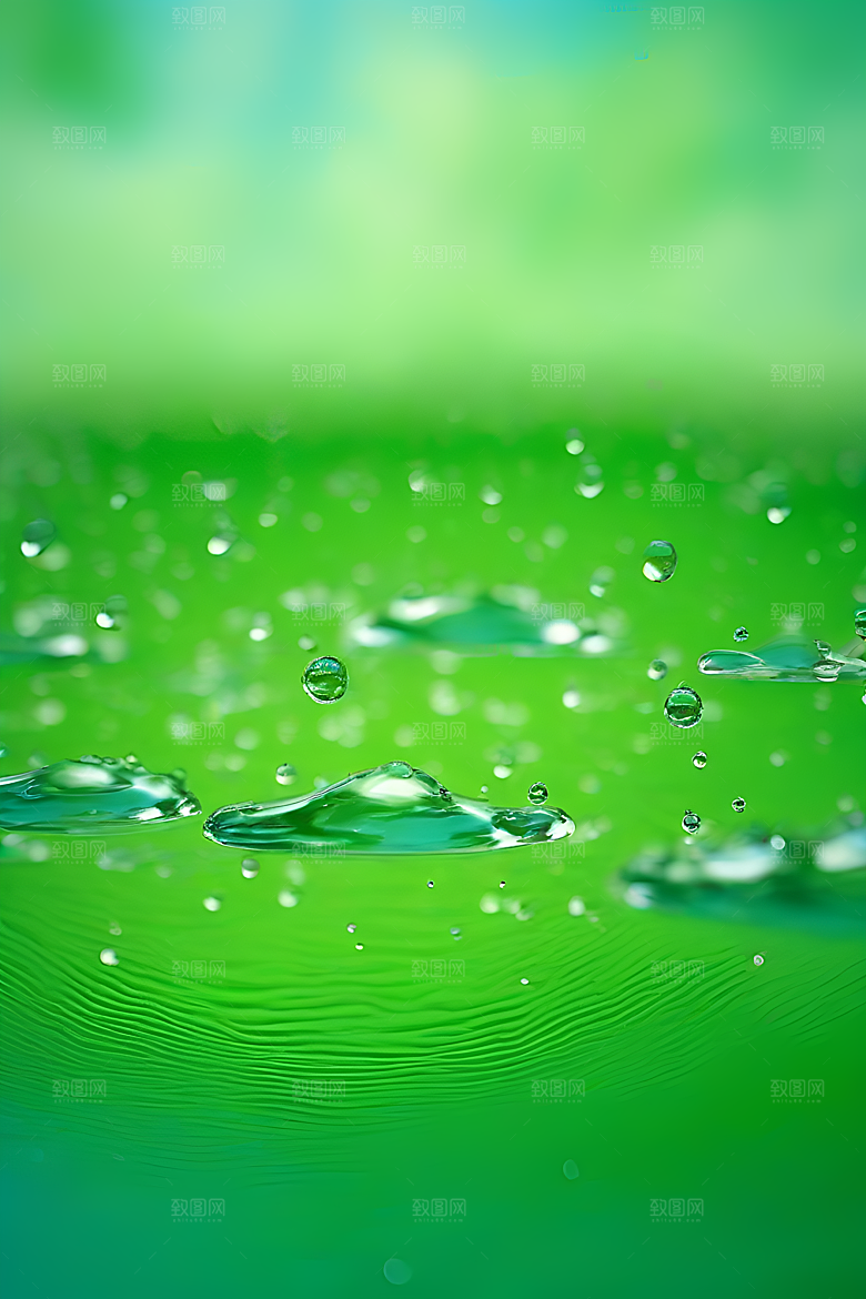 清新水滴照片蓝天绿水数字背景设计