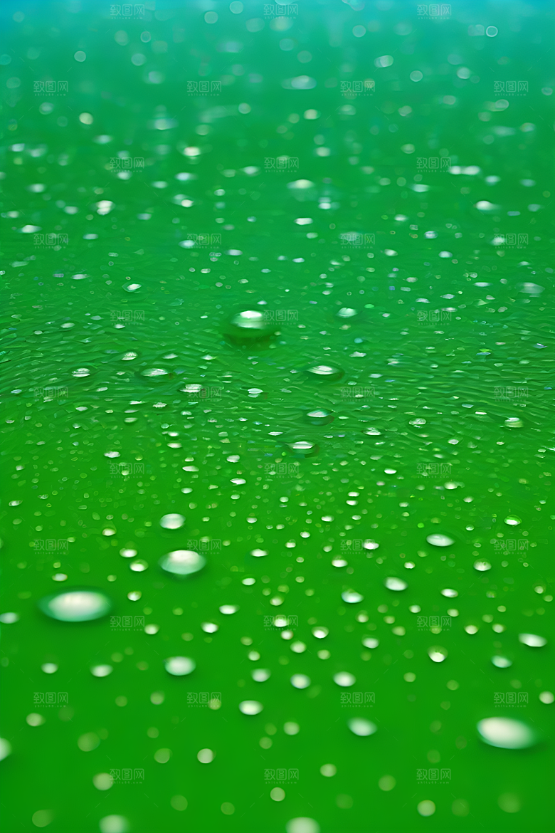 水滴水面照片与蓝天绿水数字背景