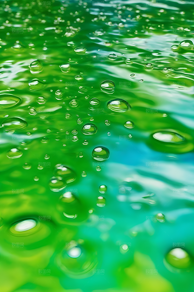 水滴照片绿水蓝天数字背景设计