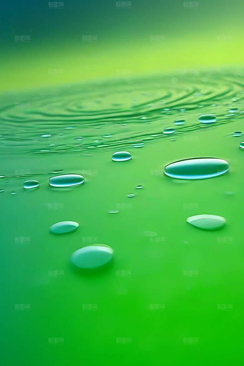 水滴照片绿水蓝天数字背景设计