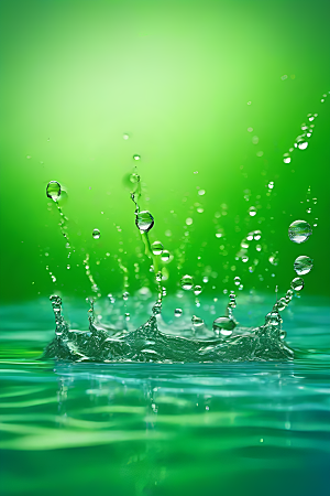 水滴照片绿水蓝天数字背景设计