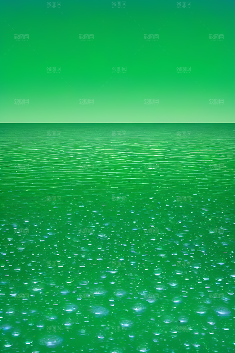 水滴水面照片与蓝天绿水数字背景