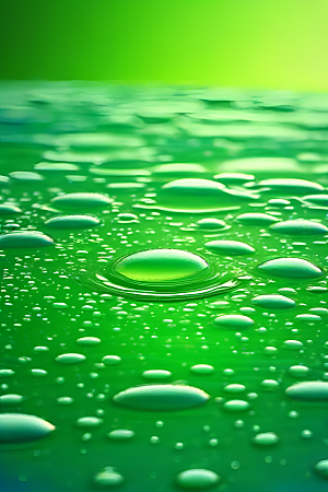 水滴水面照片与蓝天绿水数字背景