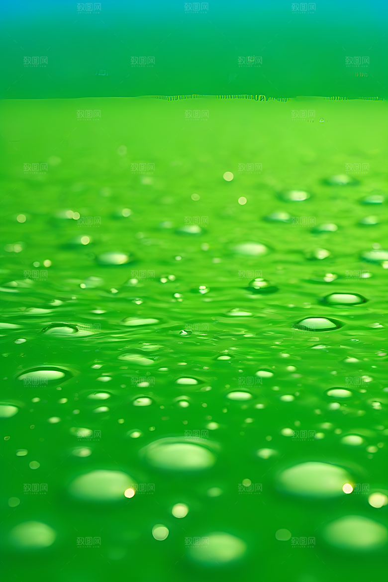 水滴水面照片与蓝天绿水数字背景