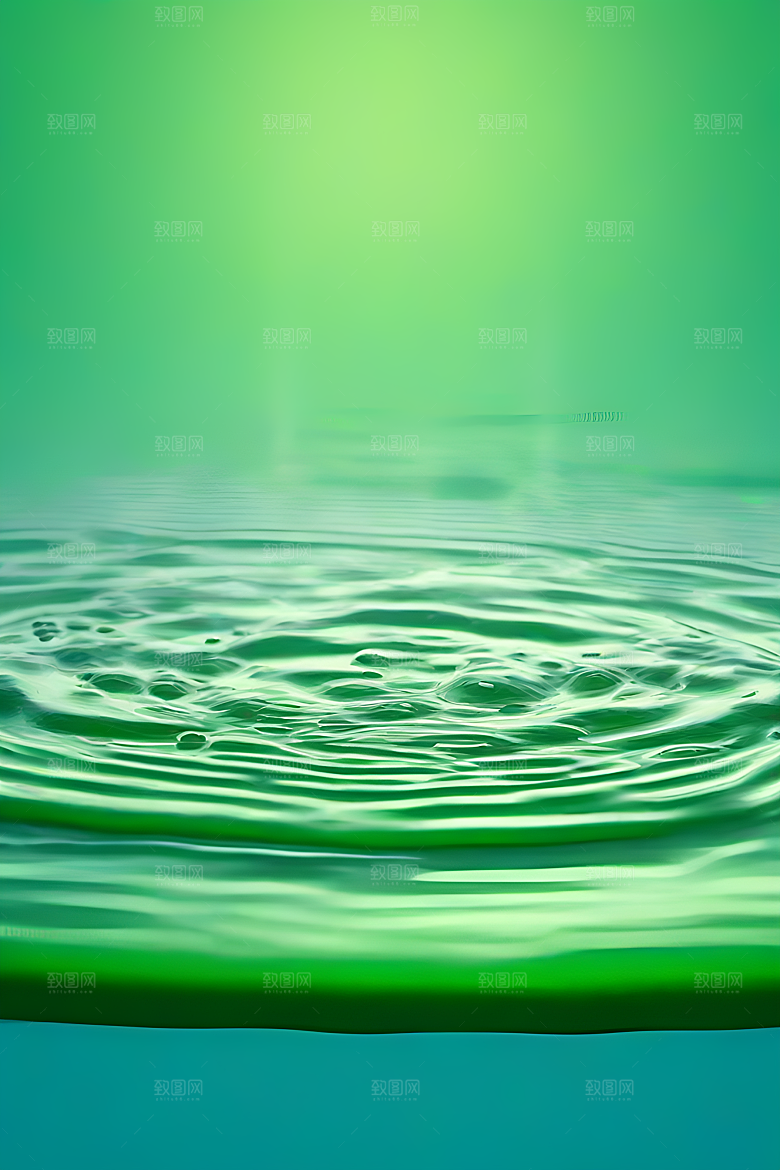 水滴水面照片与蓝天绿水数字背景