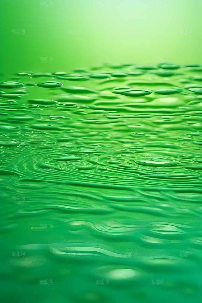水滴水面照片与蓝天绿水数字背景
