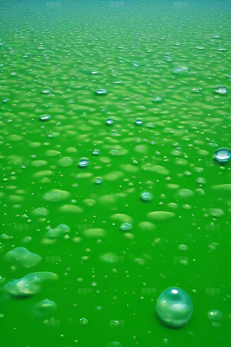 水面水滴照片与蓝天绿水数字背景