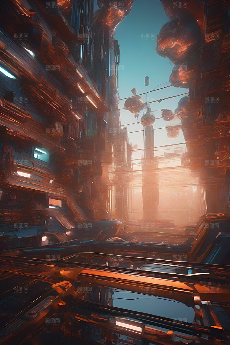 细节精致的3D渲染场景插图