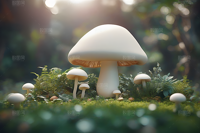Filip Hodas的蘑菇渲染艺术作品