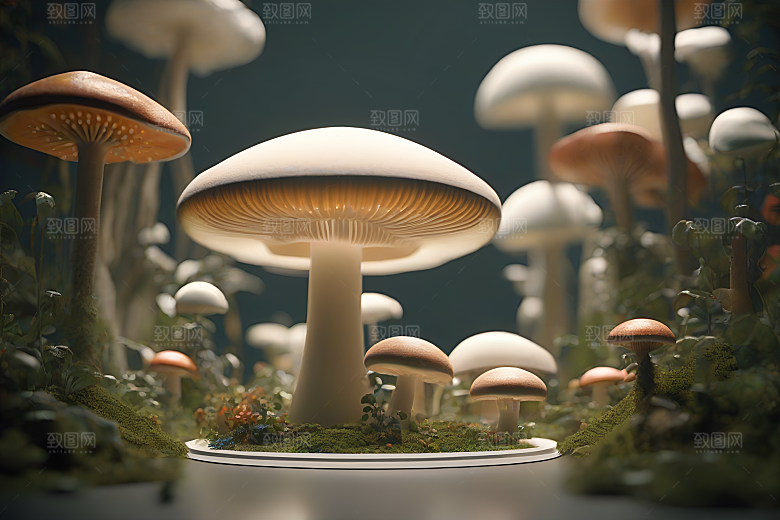 Filip Hodas的蘑菇渲染艺术作品
