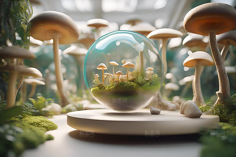 Filip Hodas的蘑菇3D渲染视角