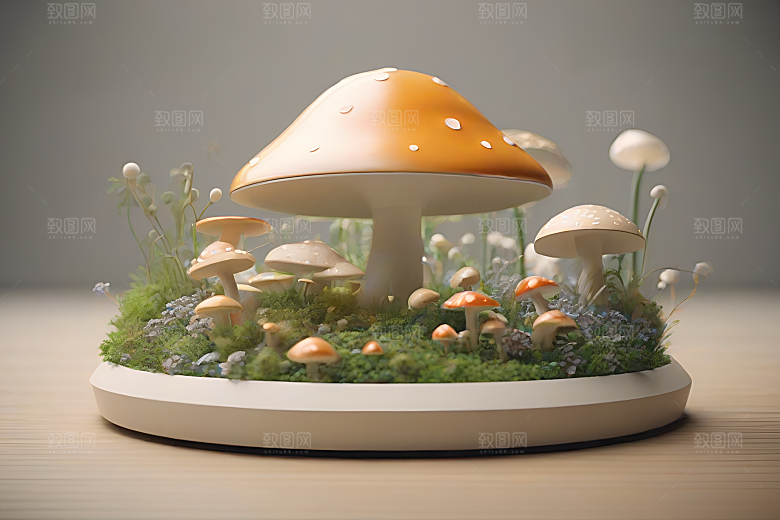 Filip Hodas的蘑菇3D渲染视角