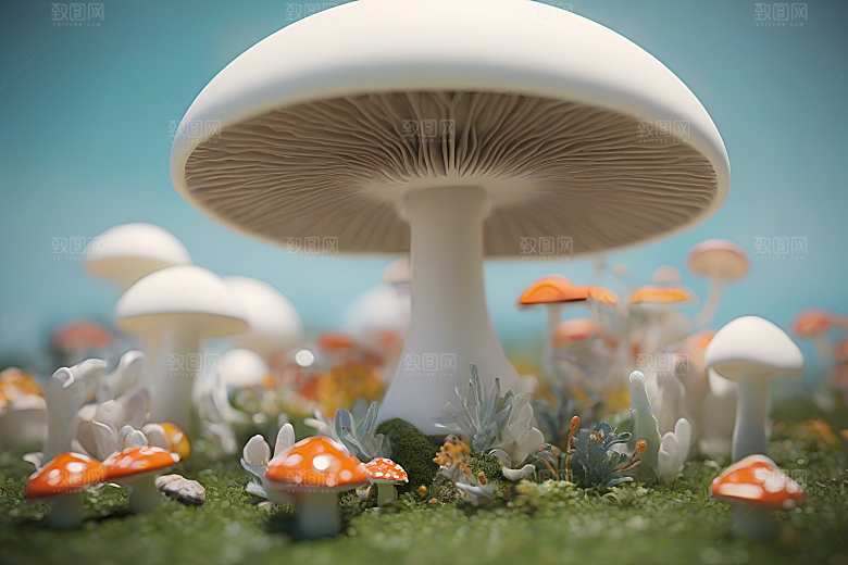 Filip Hodas的逼真蘑菇渲染作品