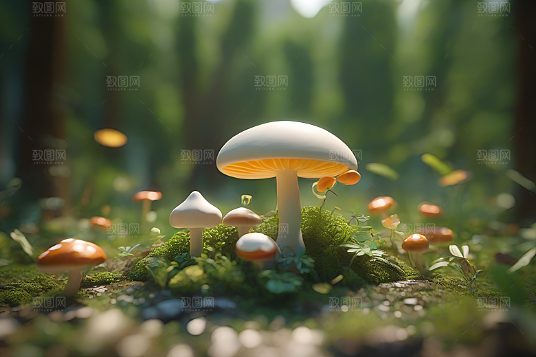 光线追踪渲染中的蘑菇细节