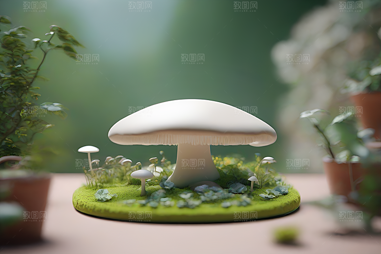 光线追踪渲染中的蘑菇细节
