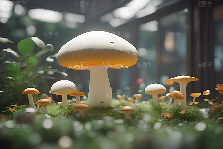 光线追踪渲染中的蘑菇细节