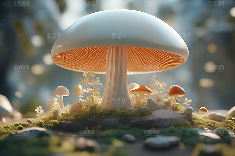 光线追踪渲染中的蘑菇细节