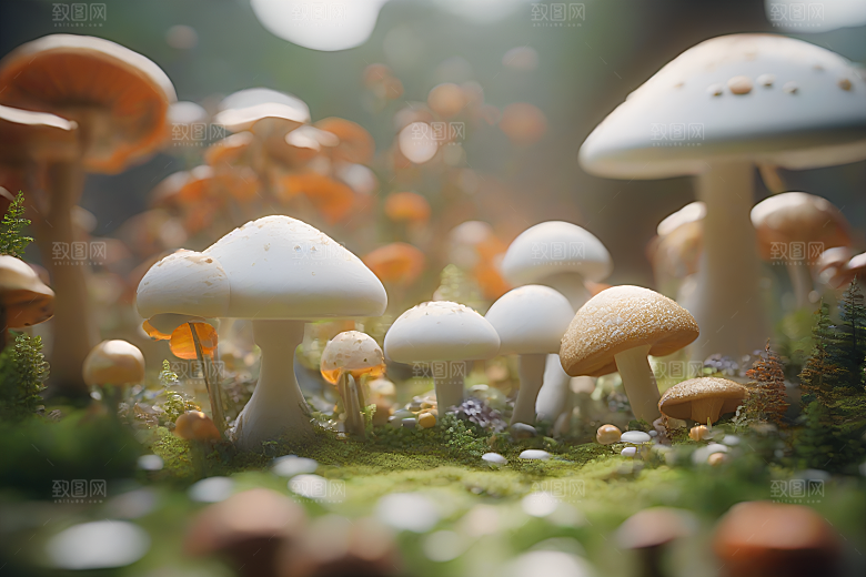 光线追踪渲染中的蘑菇细节