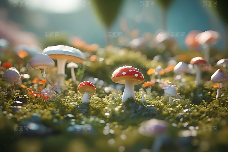 Filip Hodas的蘑菇3D渲染作品