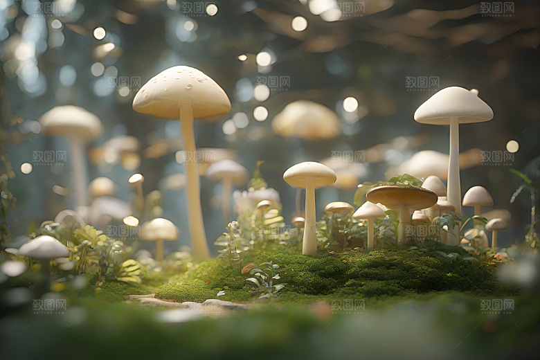 Filip Hodas的蘑菇3D渲染作品