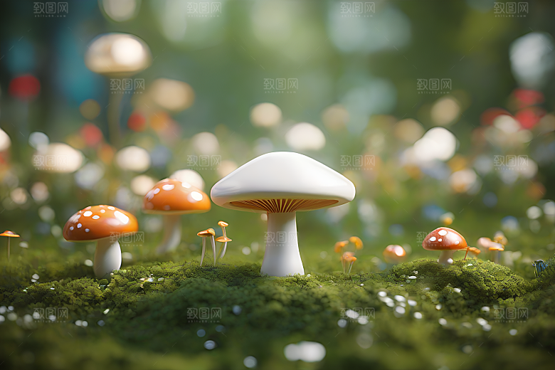 Filip Hodas的蘑菇3D渲染作品