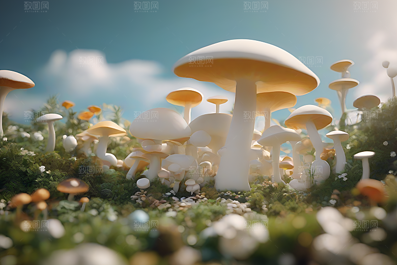 Filip Hodas的蘑菇3D渲染作品