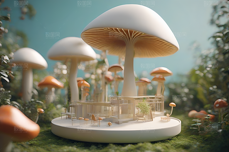 Filip Hodas的蘑菇3D渲染作品