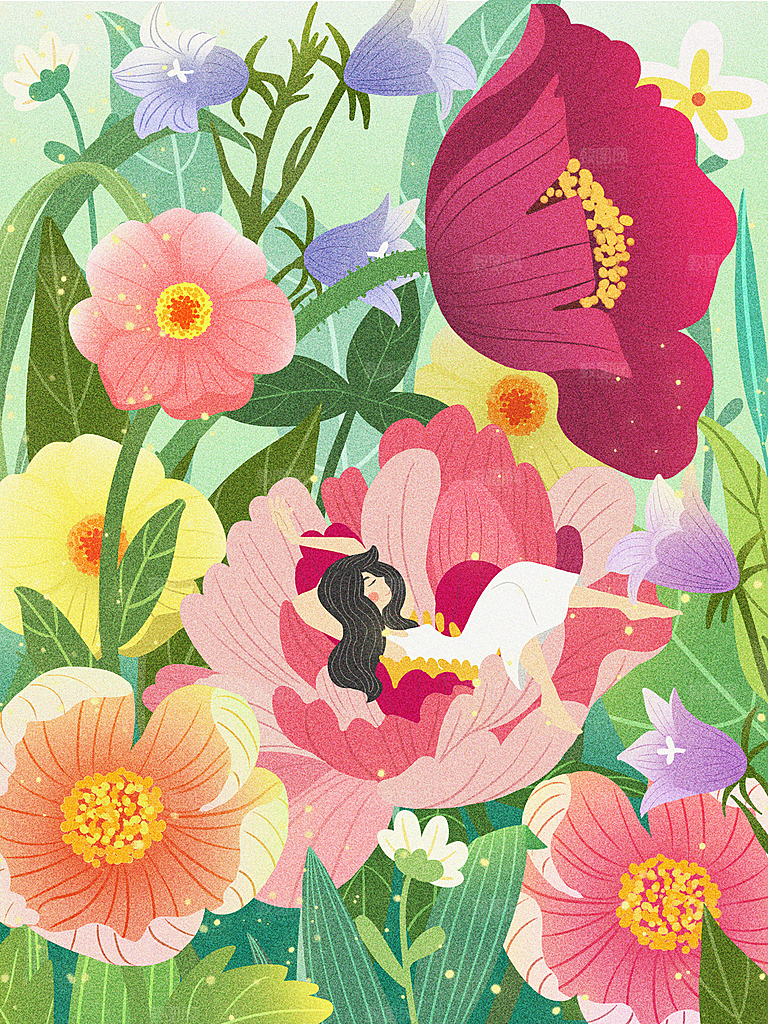 中国传统二十四节气春分节气插画