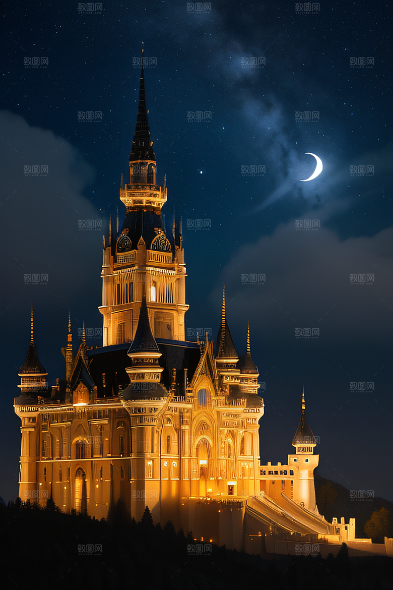 星空中的童话宫殿庄严威武