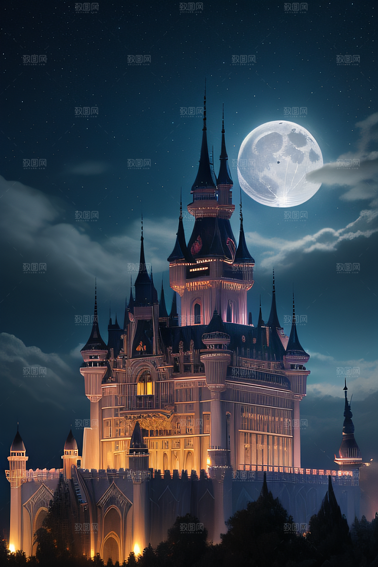 星空中的童话宫殿庄严威武