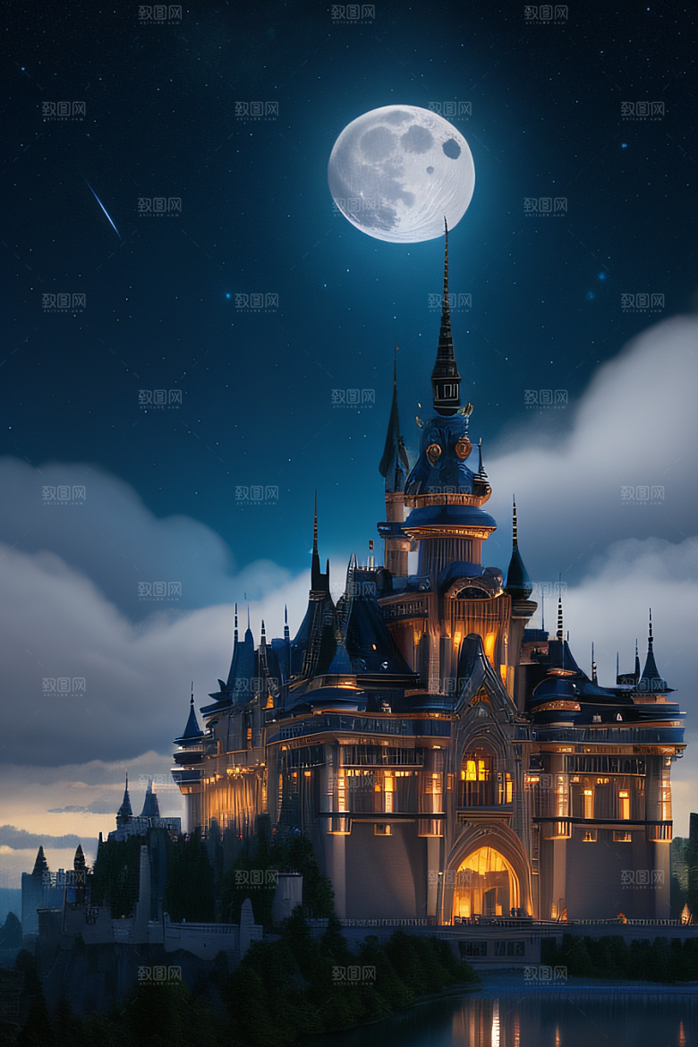 星空中的童话宫殿庄严威武