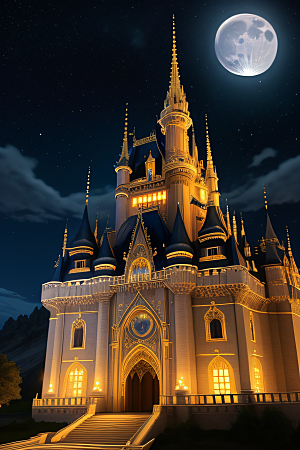 童话宫殿在星空中熠熠生辉