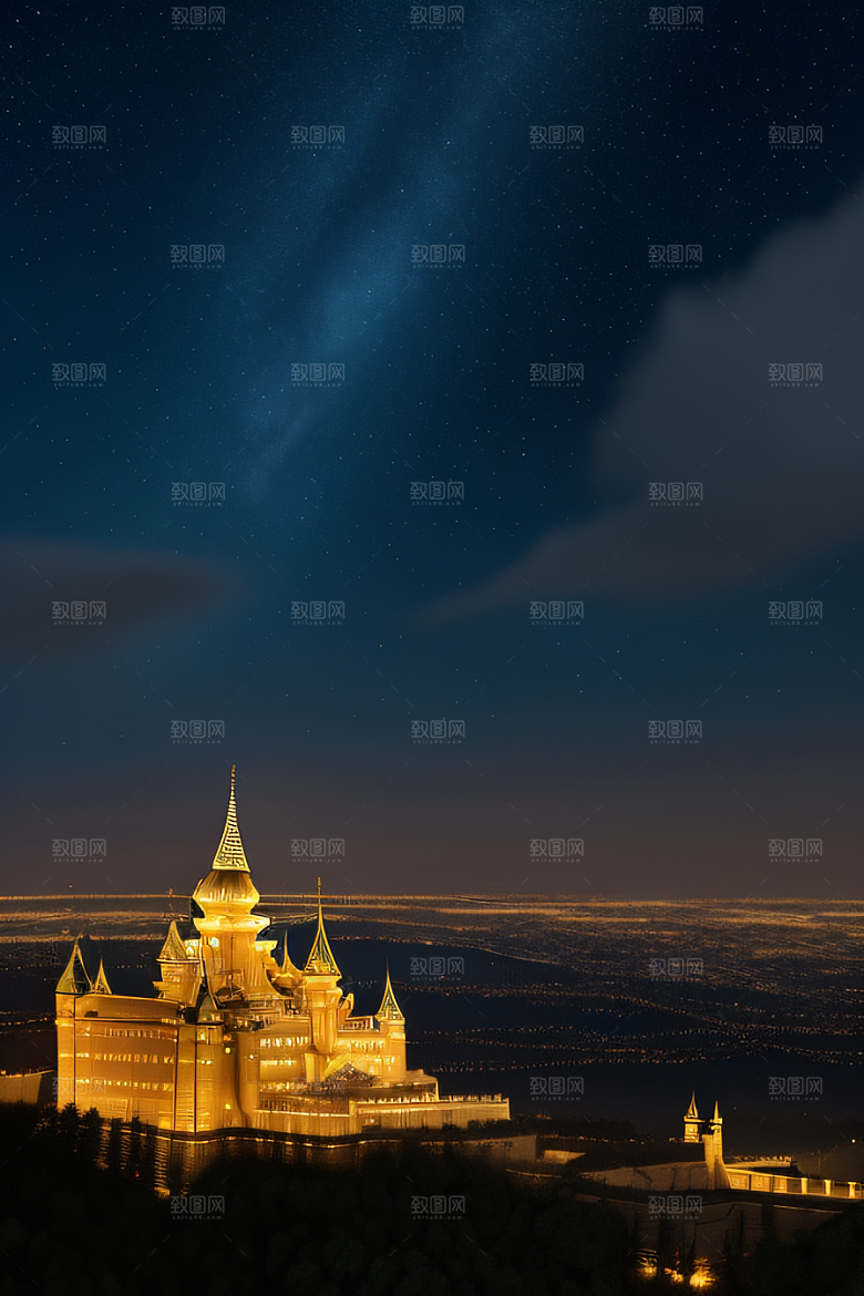 童话宫殿在星空中璀璨夺目