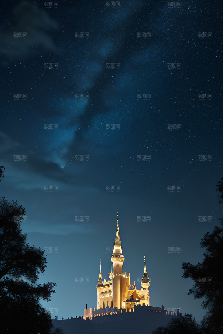 童话宫殿在星空中璀璨夺目