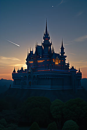 童话宫殿在星空中璀璨夺目