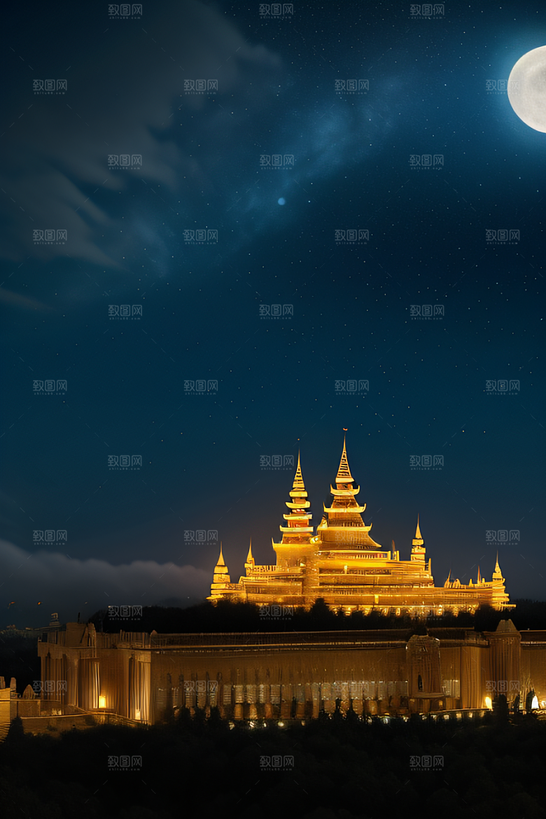 童话宫殿在星空中璀璨夺目
